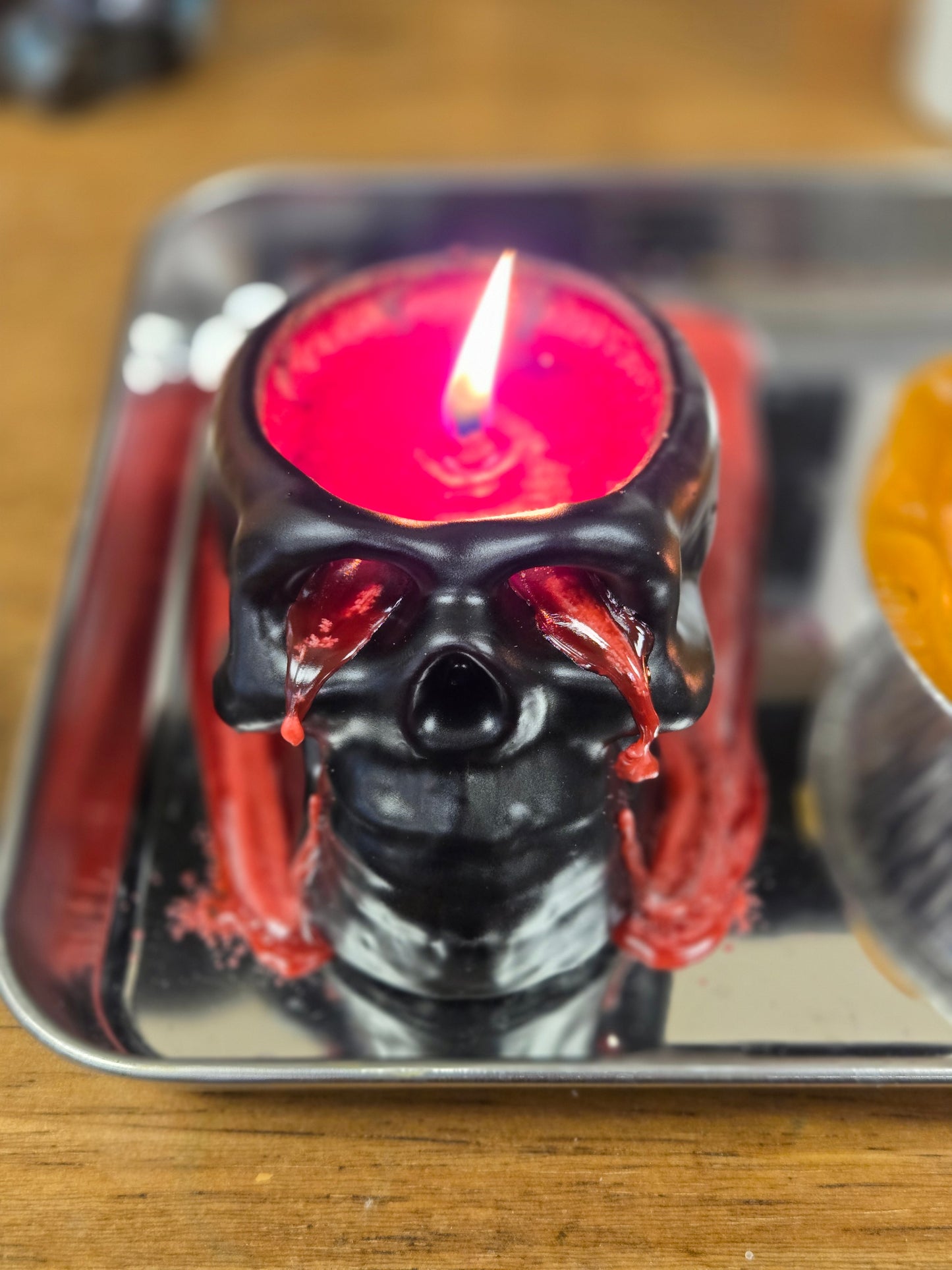 Bleeding Skull Candle